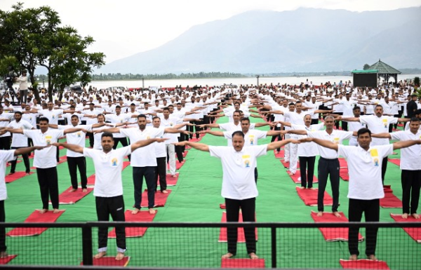 International Day of Yoga program at Dal Lake in Srinagar