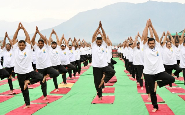 International Day of Yoga program at Dal Lake in Srinagar